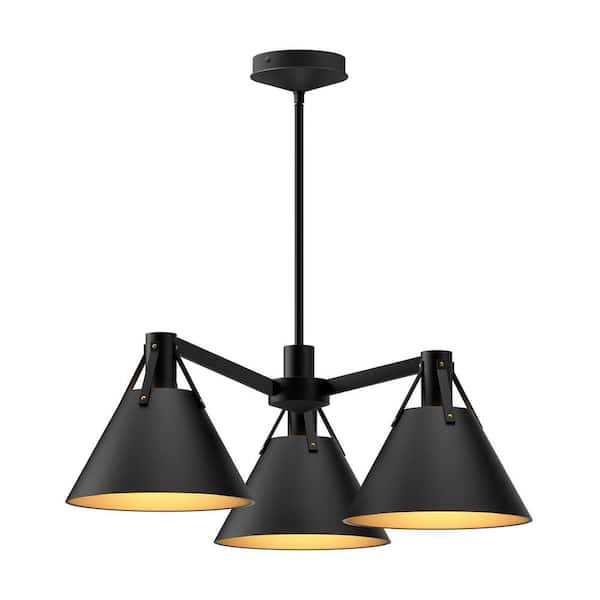 Alora Mood Archer 25 in. 3 Light 60-Watt Matte Black Chandelier