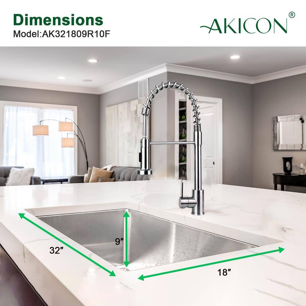 32'' Stainless Steel Single Bowl Undermount Kitchen Sink with Grid