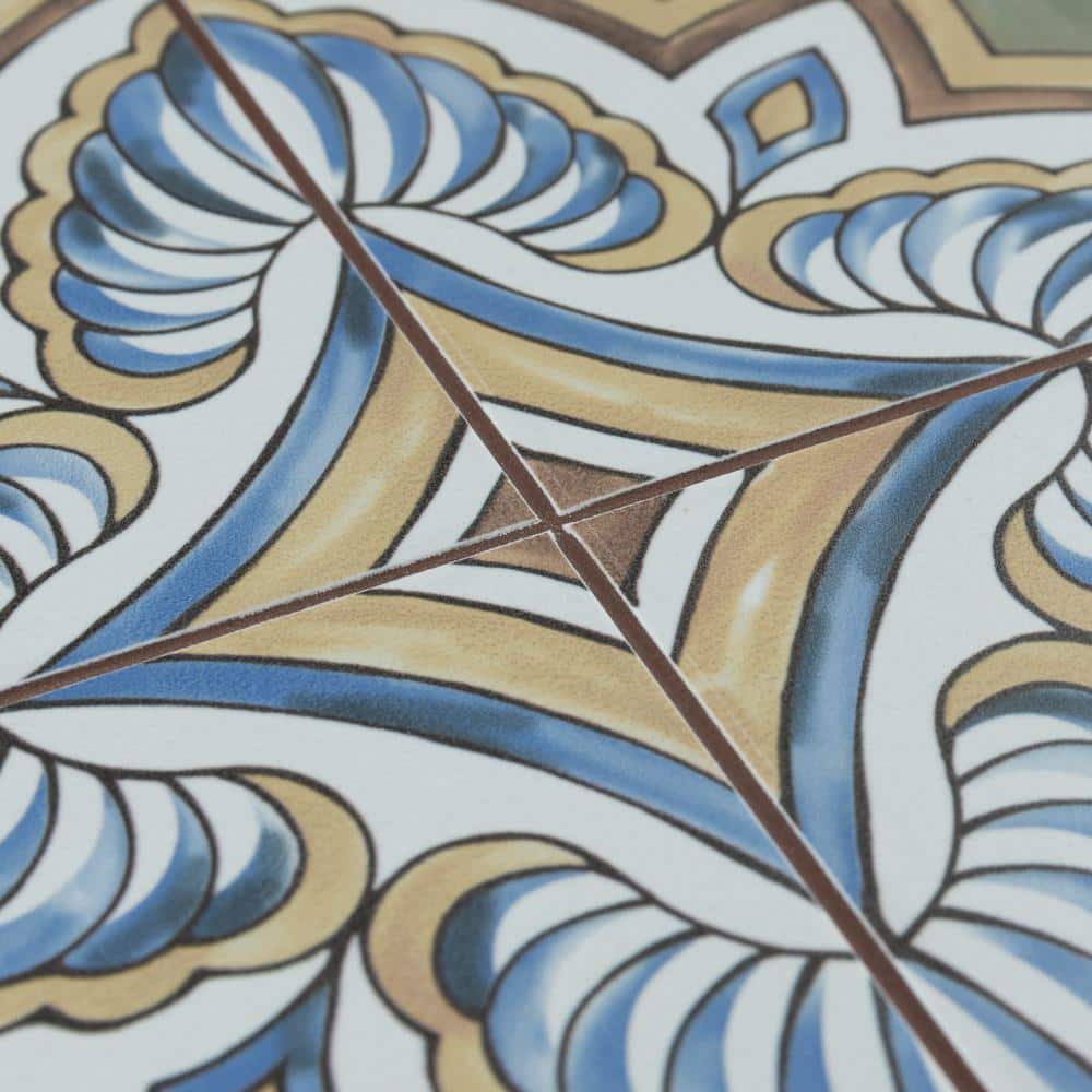 Harmonia 13" x 13" Green and Blue Ceramic Patterned Tile