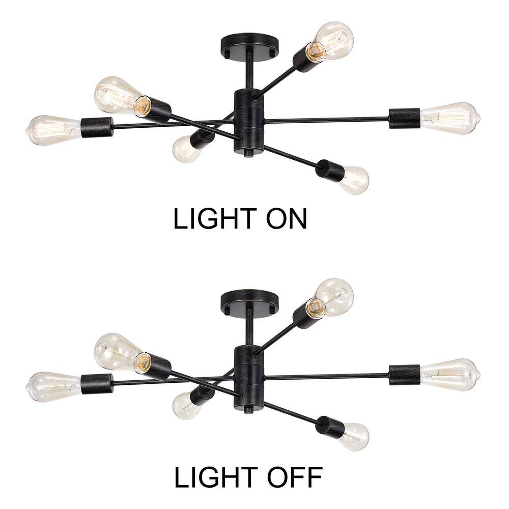Cintia Matte Black 6-Light Iron Flush Mount Chandelier
