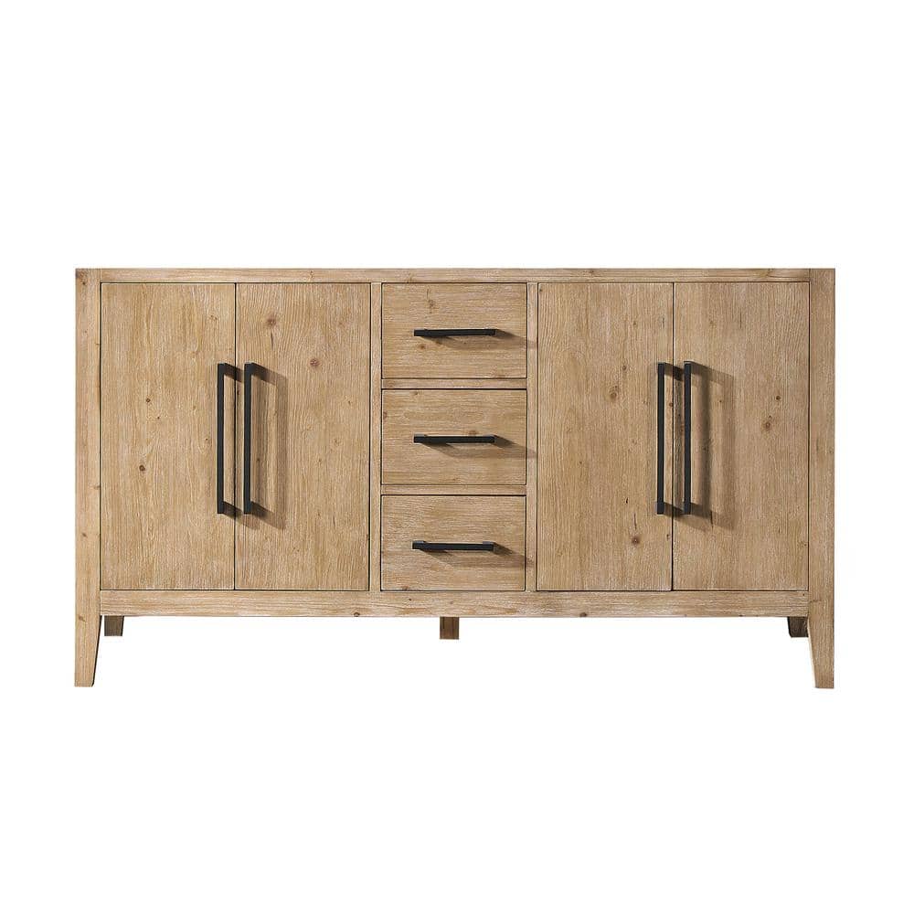Laurel 59.2" Weathered Fir Double Bathroom Vanity Base