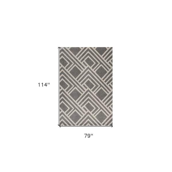 Gray 7 ft. x 10 ft. Woven Polypropylene Rectangle Indoor/Outdoor Area Rug