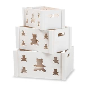 Sagen White Wood Storage Crates (3-Pack)