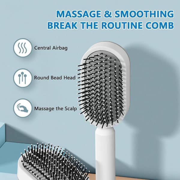 Aoibox Self Cleaning Hair Brush in White, 3D Air Cushion Massager Brush,  Promote Blood Circulation Anti Hair Loss SNSA10HL067 - The Home Depot