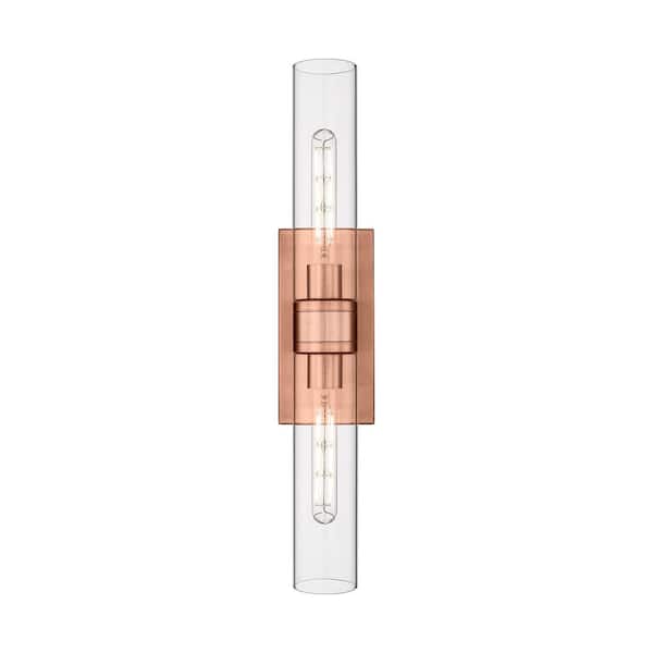 Innovations Ballston Urban 24 in. 2-Light Antique Copper Vanity Light with Glass Shade