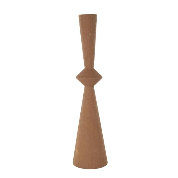 Litton Lane 27 in. Brown Art Deco Fluted Trumpet Metal Decorative Vase