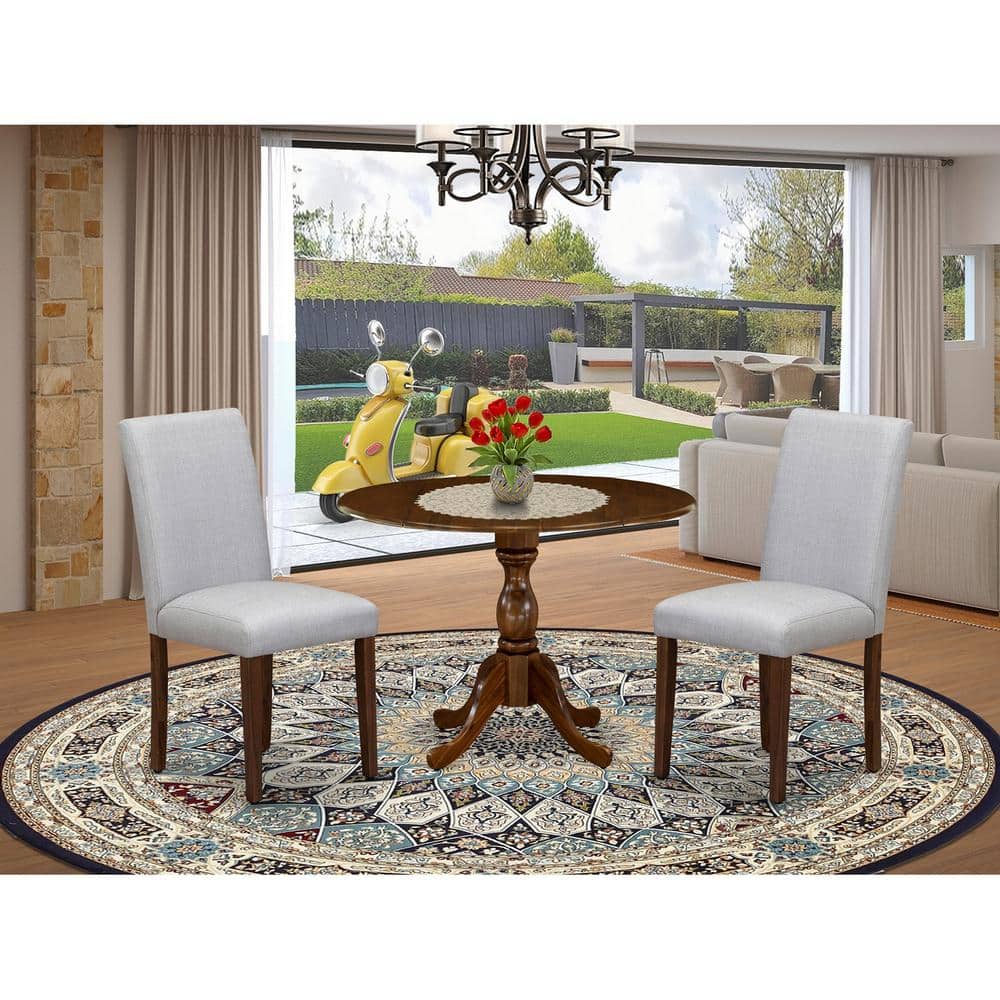 3-Piece Acacia Walnut Finish Solid Wood Top - Dining Room Set with Dropleaf (Seats-4)