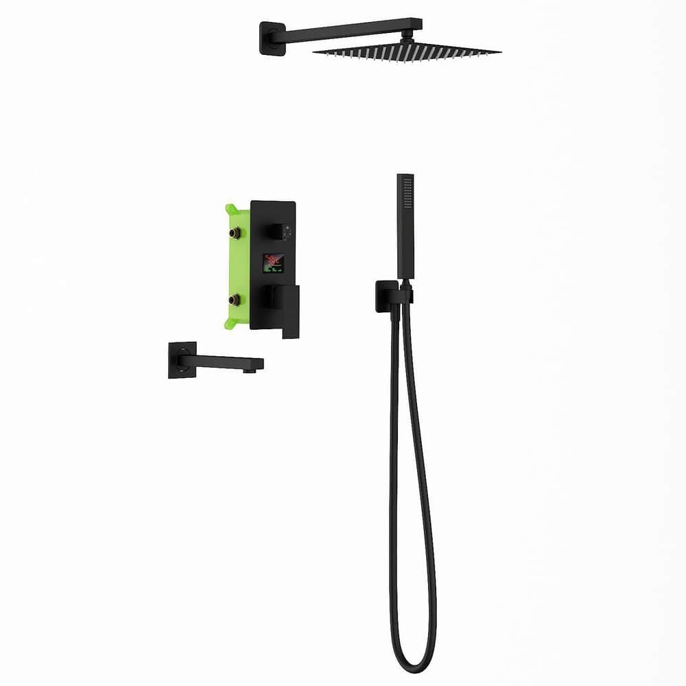 WIAWG 3Spray Wall Bar Shower Kit With Hand Shower and 10 in. Square