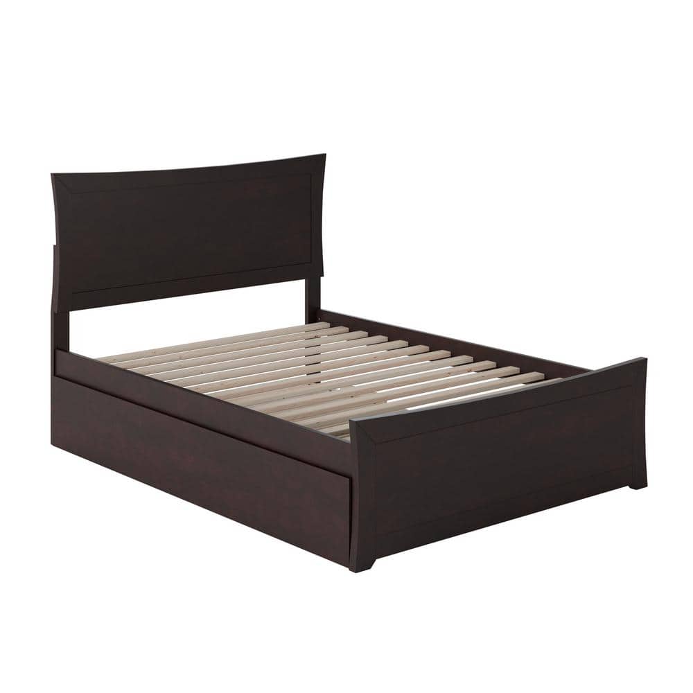 Espresso Full Platform Bed with Trundle and Slats