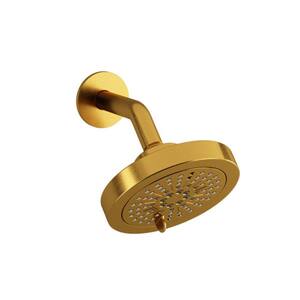 6-Spray Patterns 5.5 in. Wall Mount Fixed Showerhead in Brushed Gold