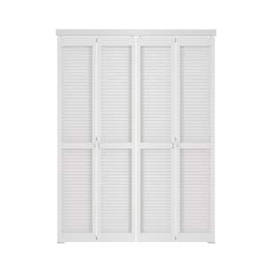 60 in x 80 in(Double 30"W Doors) Louver Bi-Fold Interior Door for Closet, MDF Wood &PVC White Bi-fold Door with Hardware