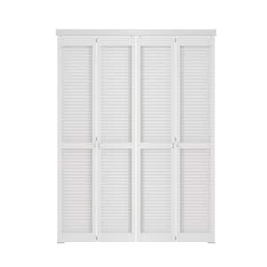 60 in. W. x 80 in (Double 30 in. W. Doors) Solid Core, MDF Wood, White Louver Bi-fold Door Bi-fold Door with Hardware