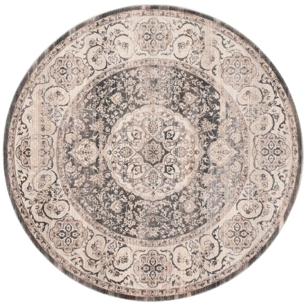 Vintage Persian 5 ft. x 5 ft. Dark Gray/Ivory Distressed Medallion Round Area Rug price history on PriceWatchPro