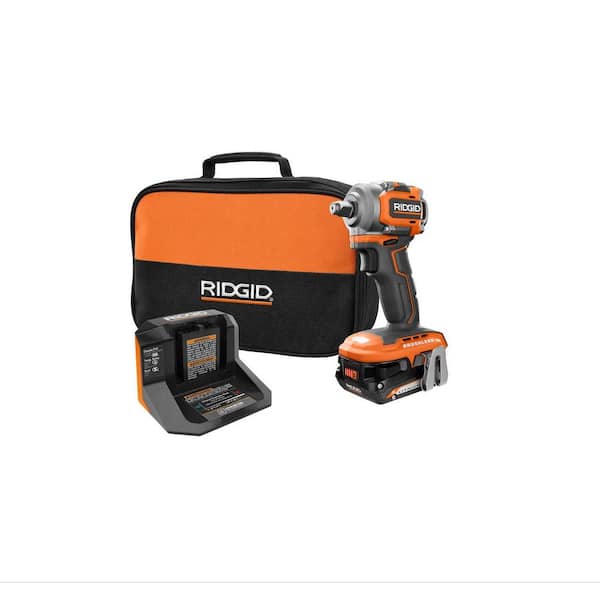 RIDGID 18V SubCompact Brushless Cordless 1/2 in. Impact Wrench Kit with 2.0 Ah Battery, 18V Charger, and Bag