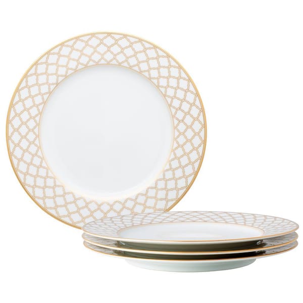Eternal Palace Gold 10.5 in. (Gold) Porcelain Dinner Plates, (Set of 4)