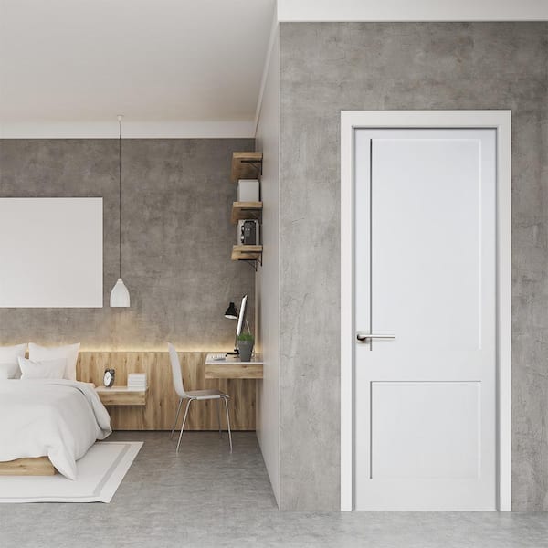 24 in. x 96 in. Craftsman Shaker 2-Panel Primed Solid Core MDF Interior Door Slab