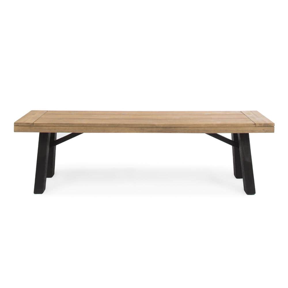 Acacia Wood Outdoor Bench with Slat Panel Design Natural and Gray price history on PriceWatchPro