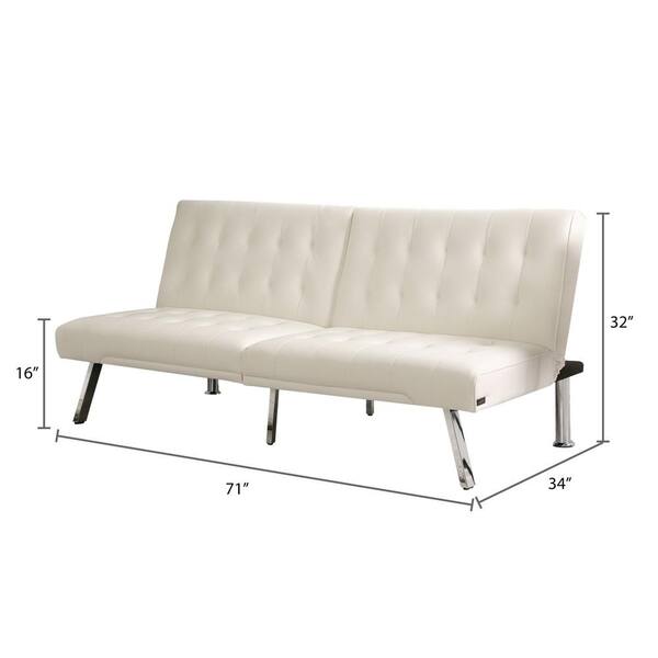 Devon Claire 71 In W Ivory Jackson Leather Foldable Futon Sofa Bed Yg Ks850 Ivy Devon Claire 71 In W Ivory Jackson, Jackson Leather Sleeper Sofas