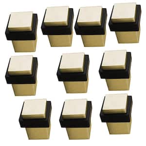 DSIX 1-9/16 in. Tall, 1-1/4 in. Dia Satin Brass PVD Stainless Steel Square Floor Mount Door Stop (10-Pack)