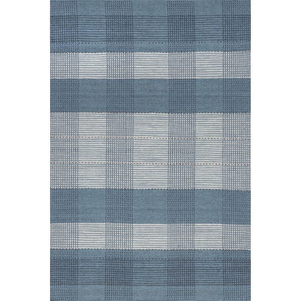 Blue Plaid Handmade Wool Area Rug, 3' x 5'