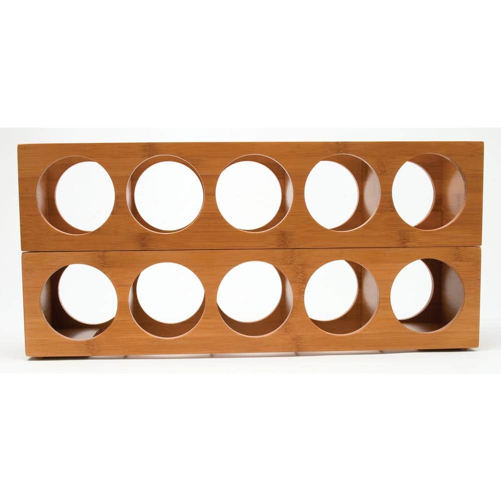 Lipper Bamboo Stackable 5-Bottle Wine Rack, Brown