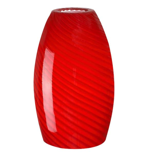 7.64 in. Red Art Glass Drum Pendant Light Shade with 1.65 in. Lip Fitter (Not included)