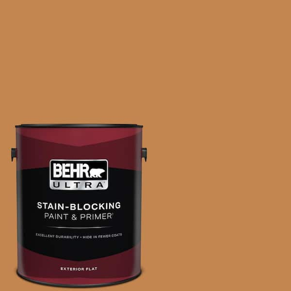 BEHR ULTRA 1 gal. #PPU4-03 Butter Rum Flat Exterior Paint & Primer