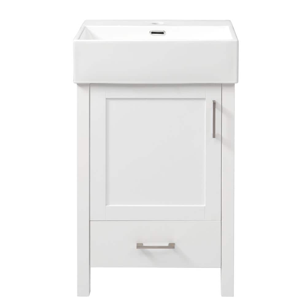 20.28in.W in Single of Sink Small Modern Design Vanity White Bath Vanity with White Ceramic Top Basin price history on PriceWatchPro