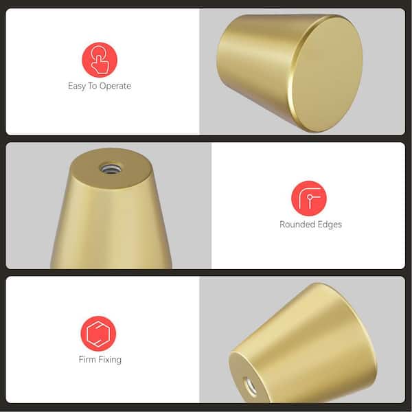 Numhew 10-Pack 0.94 in. Gold Knobs, Brushed Brass Cabinet Knobs, Small  Drawer Pulls, Round Gold Kitchen Cabinet Hardware X8J1Q3B5 - The Home Depot