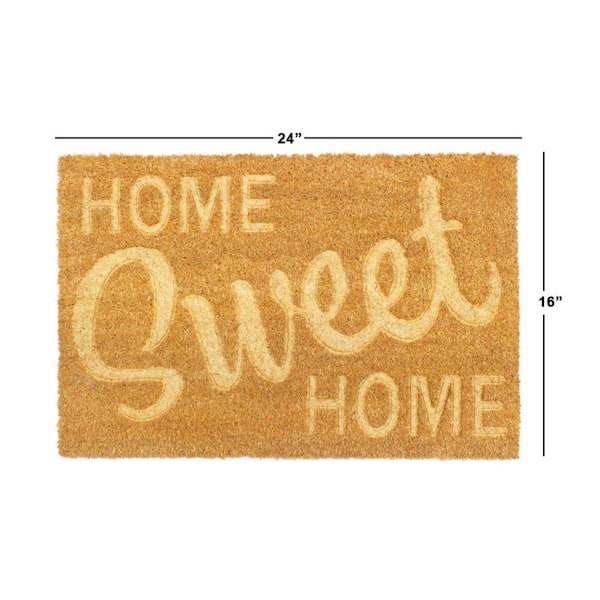 Welcome Home Sweet Home Embossed Natural 16 in. x 24 in. Coir Non-Slip Outdoor Door Mat