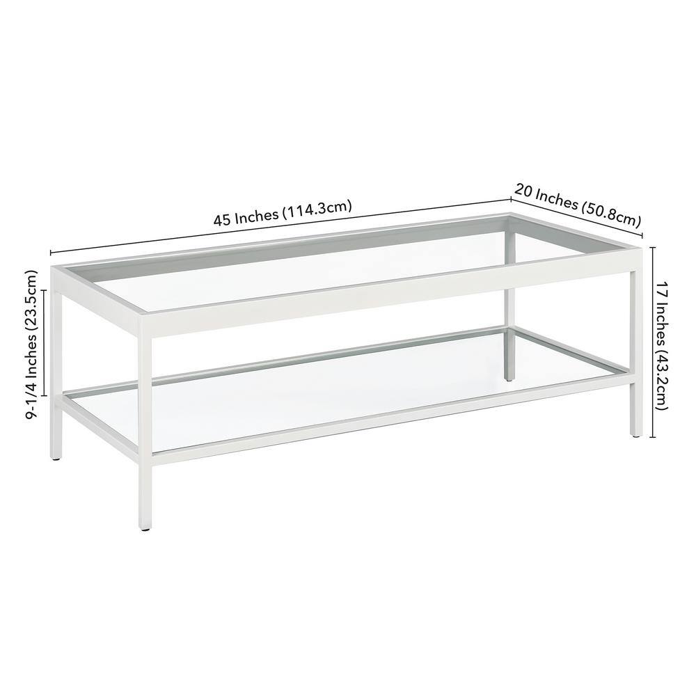 Alexis 45" White Tempered Glass Rectangular Coffee Table