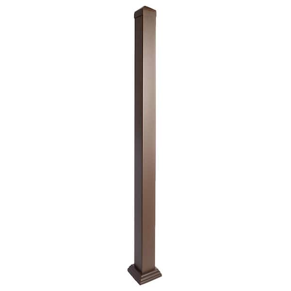 Pegatha Contemporary 1-7/8 in. x 1-7/8 in. x 43 in. Powder Coated Aluminum Welded Post Kit - Brown Texture Structural