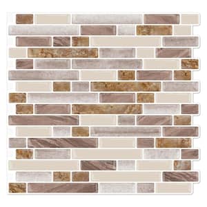 Classical Vinyl Collection Beige & Brown 10 in. x 10 in. Vinyl Peel and Stick Tile Backsplash (6.9 sq. ft./10-Sheets)