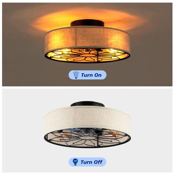 Jushua 20 in. Low Profile Caged 7-ABS Blade Semi-Flush LED Mount