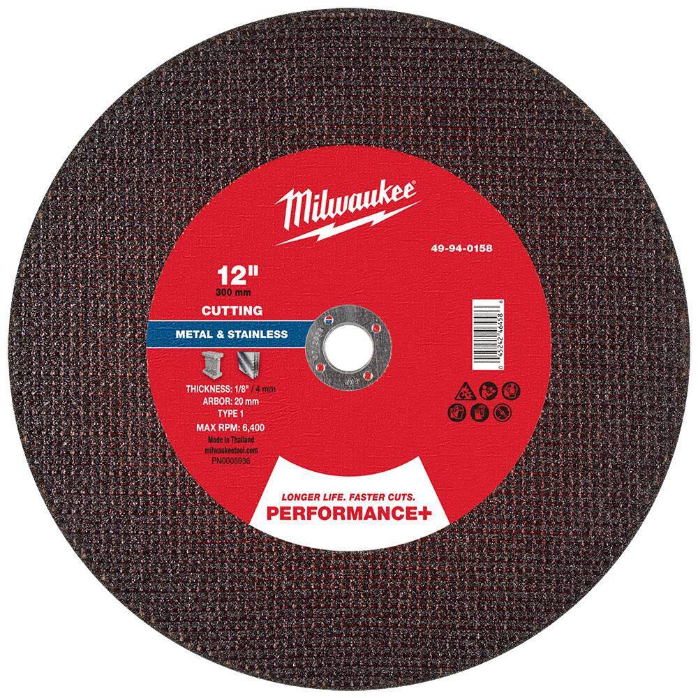 12 in. x 1/8 in. x 20mm Performance Plus Metal Cut Off Wheel - Type 1 price history on PriceWatchPro