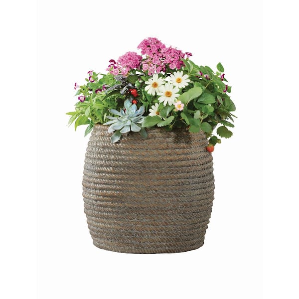 12.5 in. Agnes Medium Brown Lampakanay Seagrass Basket Planter (12.5 in. D  x 13.8 in. H) with attached liner