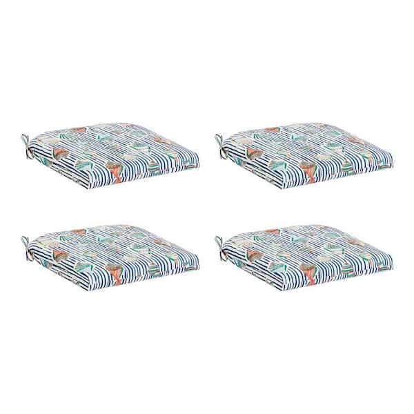 Hampton Bay 20 in. W x 20 in. D Universal Outdoor Seat Pad in Multi (Set of 4)