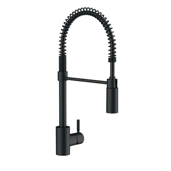 Gerber The Foodie Single Handle Pre-Rinse Kitchen Faucet with Spring Spout 1.75 GPM in Satin Black