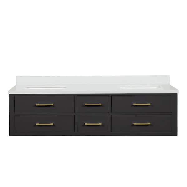 Sherman 72 in W x 22 in D Black Double Bath Vanity with Cultured Marble Top