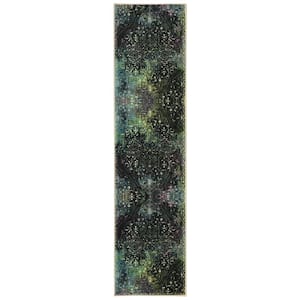 Rowland Charcoal 2 ft. x 8 ft. Abstract Runner Rug