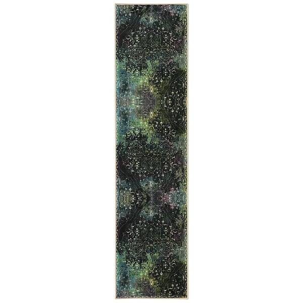 Mohawk Home Rowland Charcoal 2 ft. x 8 ft. Abstract Runner Rug