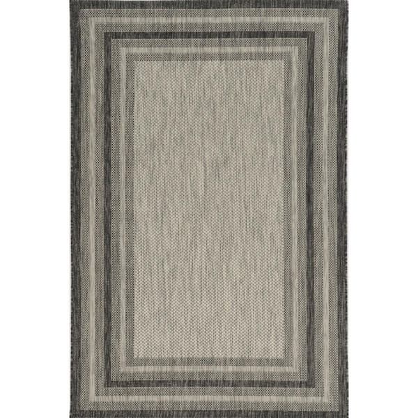 Gray 8 ft. x 11 ft. Woven Polypropylene Rectangle Indoor/Outdoor Area Rug