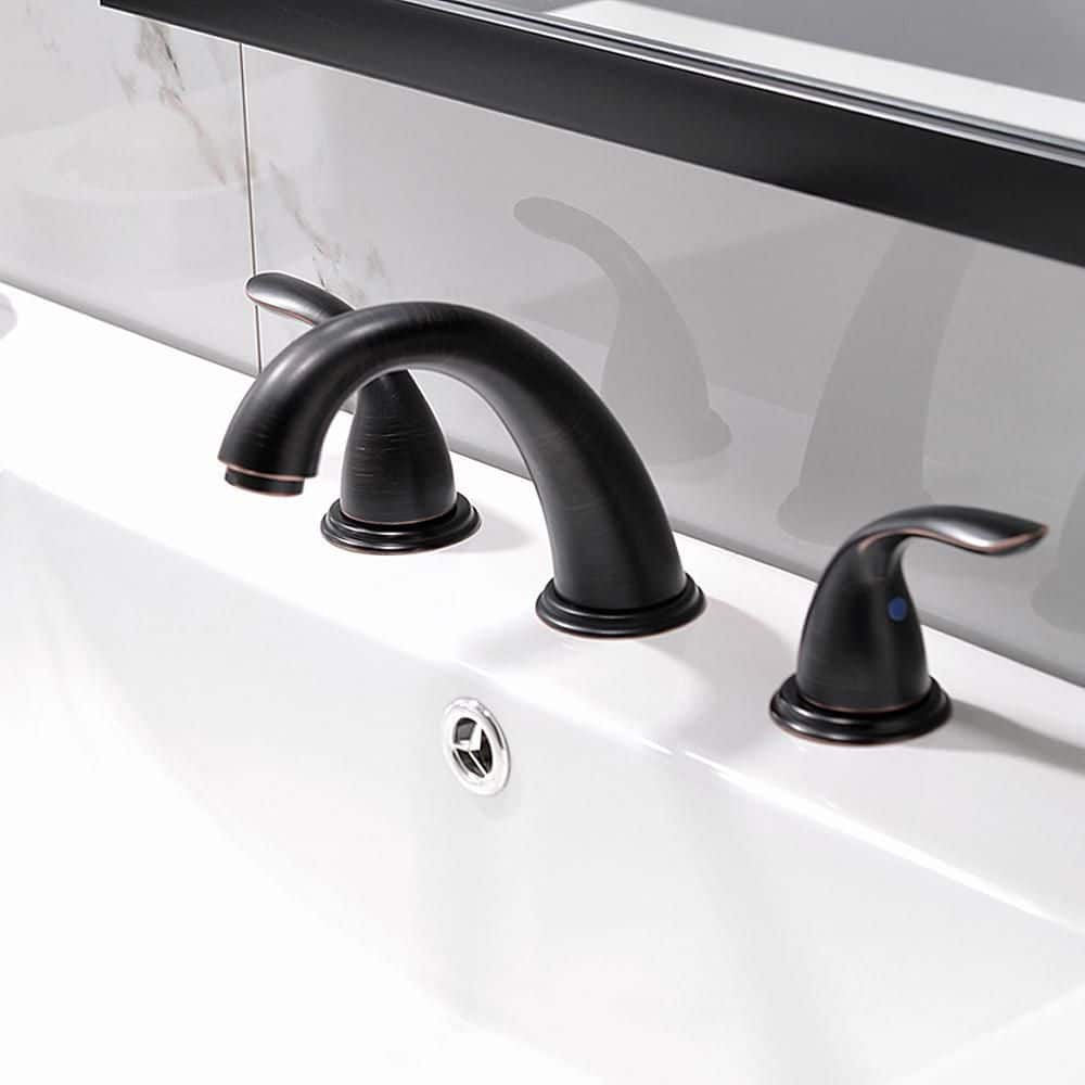 Oil Rubbed Bronze 8-Inch Widespread Bathroom Faucet with Pop-Up Drain