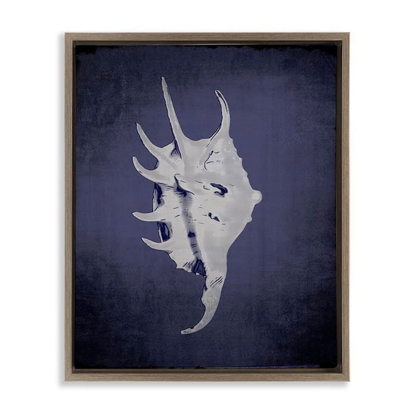 Stupell Industries Spider Conch on Indigo by Graffi tee Studios Brown Floater Frame Coastal Graphic Art Print 21 in. x 17 in.