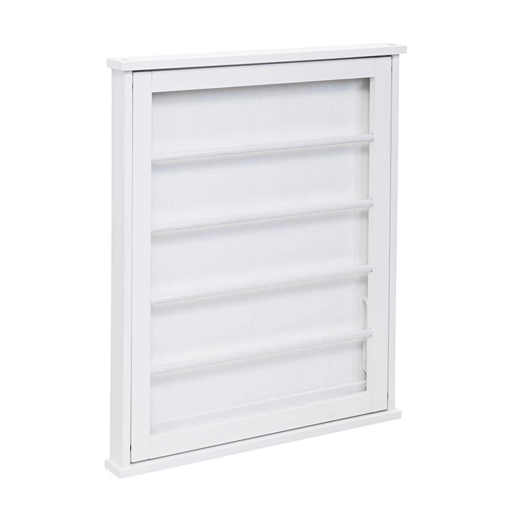 White Collapsible MDF and Steel Wall-Mount Drying Rack