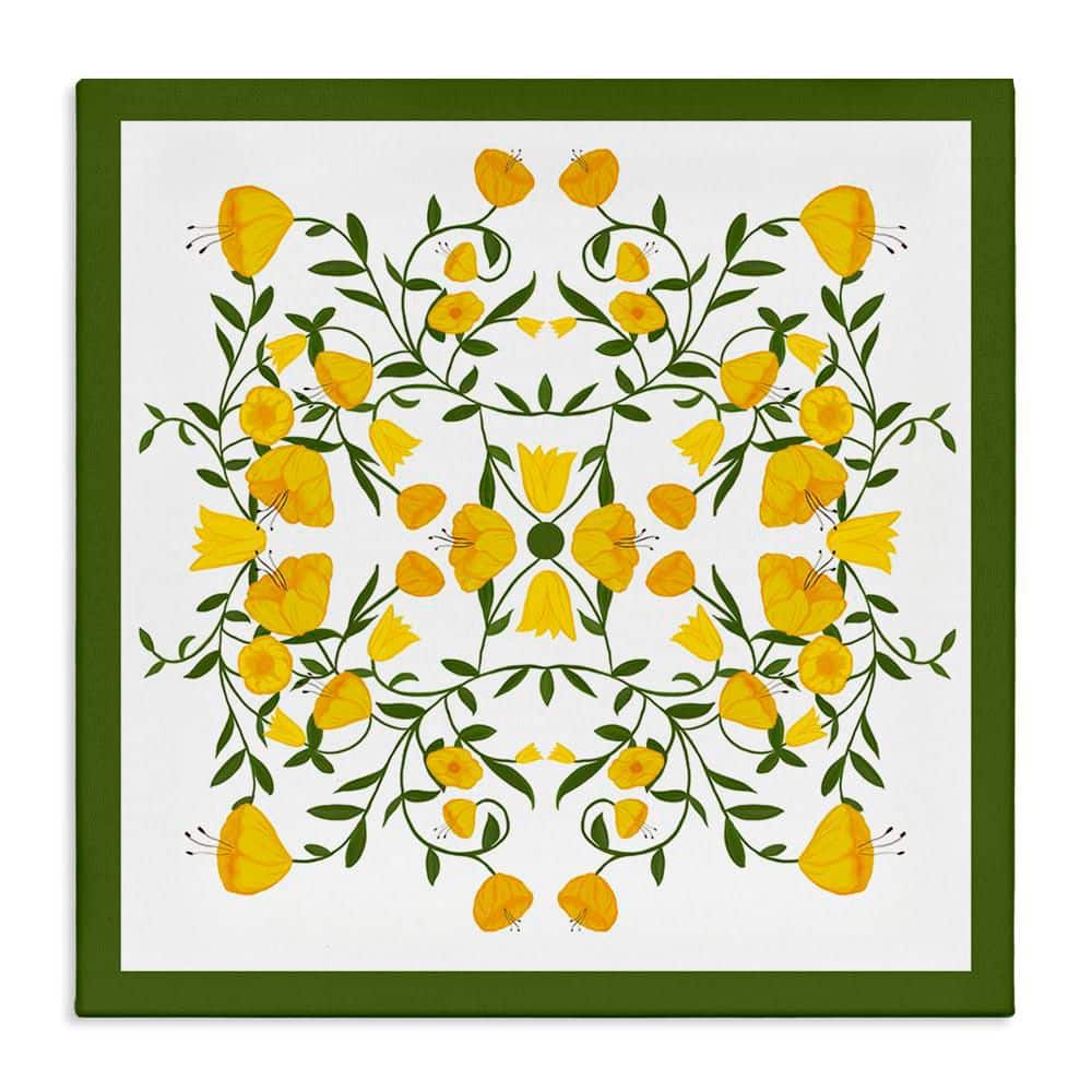 Golden Blooms Symmetry by Michelle Ingari Designs Unframed Nature Graphic Art Print 30 in. x 30 in. price history on PriceWatchPro