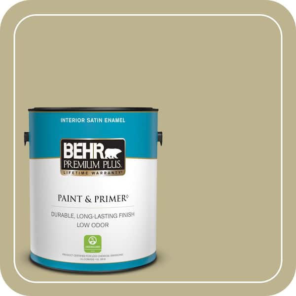 BEHR PREMIUM PLUS 1 gal. #PPU9-10 Wasabi Powder Satin Enamel Low Odor Interior Paint & Primer