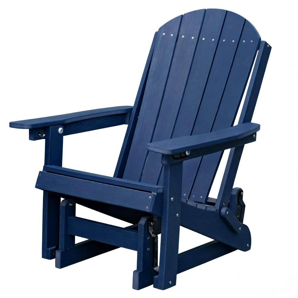 Plastic Glider Adirondack Chair with Smooth Motion and Cup Holder Outdoor Patio Chair in Navy Blue, Set of 4 price history on PriceWatchPro
