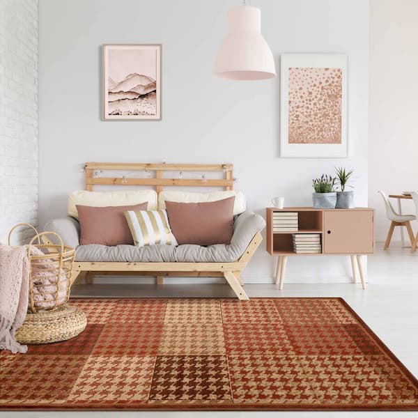 Natte Mocha 8 ft. x 10 ft. Abstract Checkered Geometric Indoor Area Rug