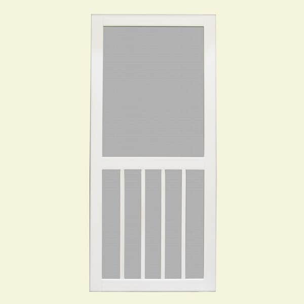 Unique Home Designs 32 in. x 80 in. Geneva White Outswing Vinyl Hinged Screen Door